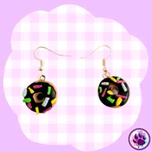 Aretes de dona de chocolate y chispas