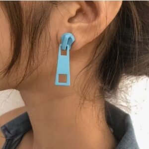 Aretes de Diseño Moderno con Cierre de Cremallera, Aretes Multicolor Simples y Elegantes